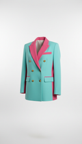 Double-Breasted Blazer in Signal Aqua