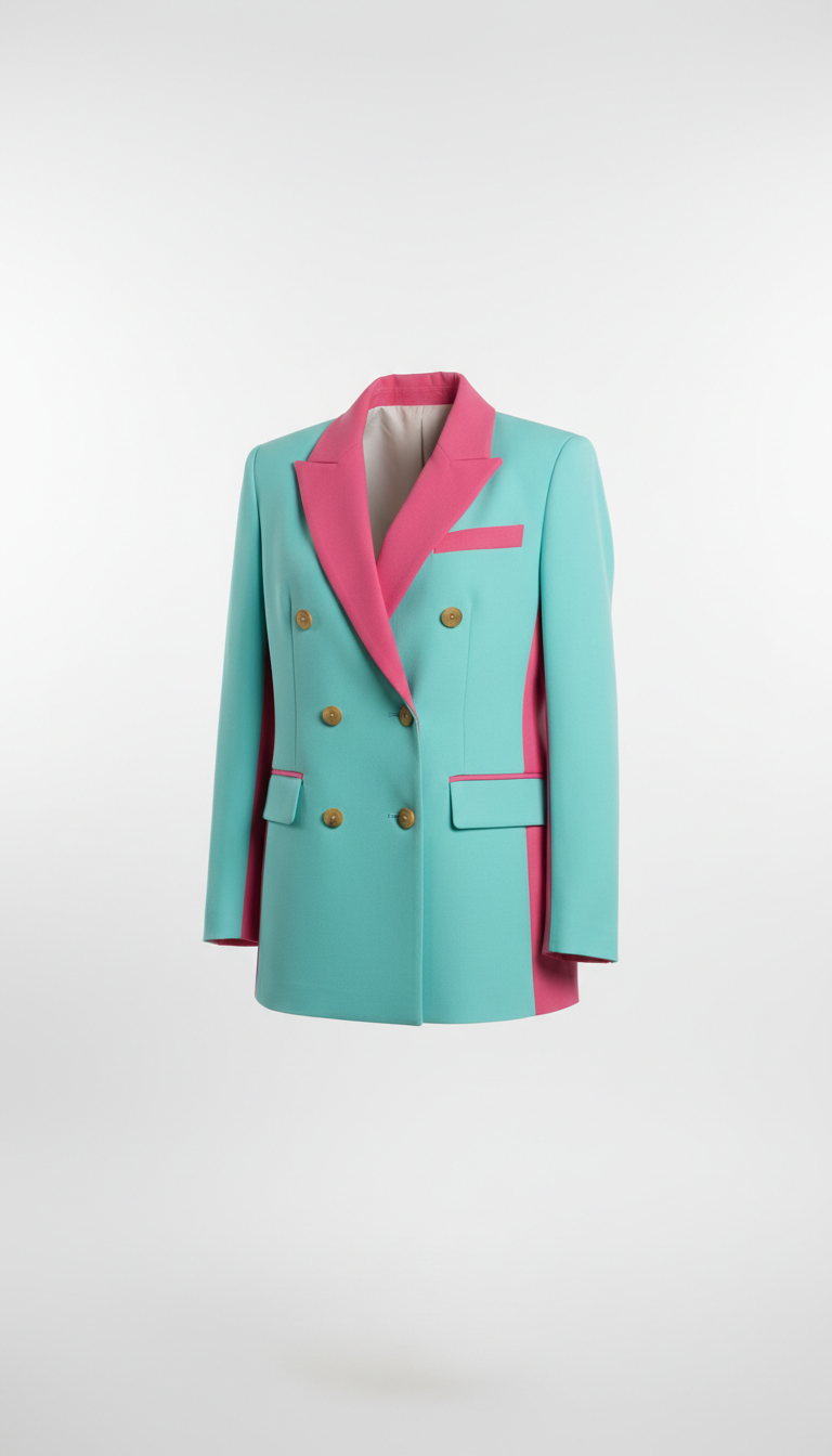 Double-Breasted Blazer in Signal Aqua
