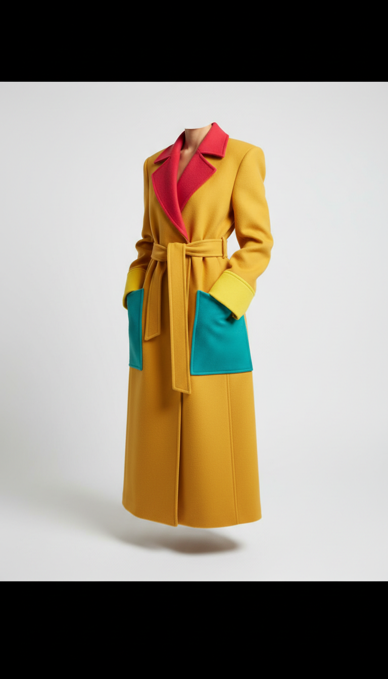 Structured Belted Coat in Metro Yellow